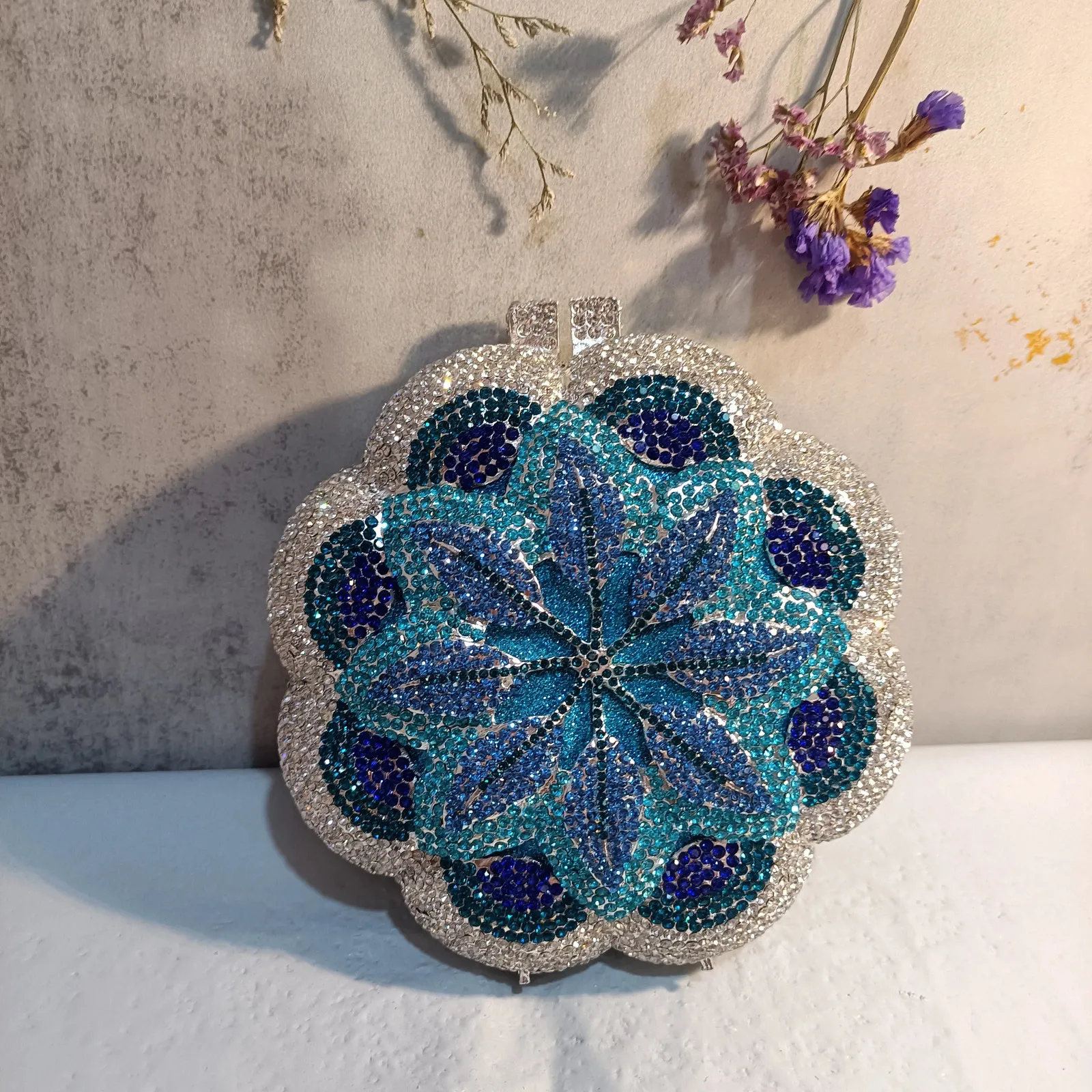 Multicolored Women Stones wer Clutch Purse Evening Bags Wedding Handbag Party Bridal Rhies Handbags Dia Minaudiere_voghion.com