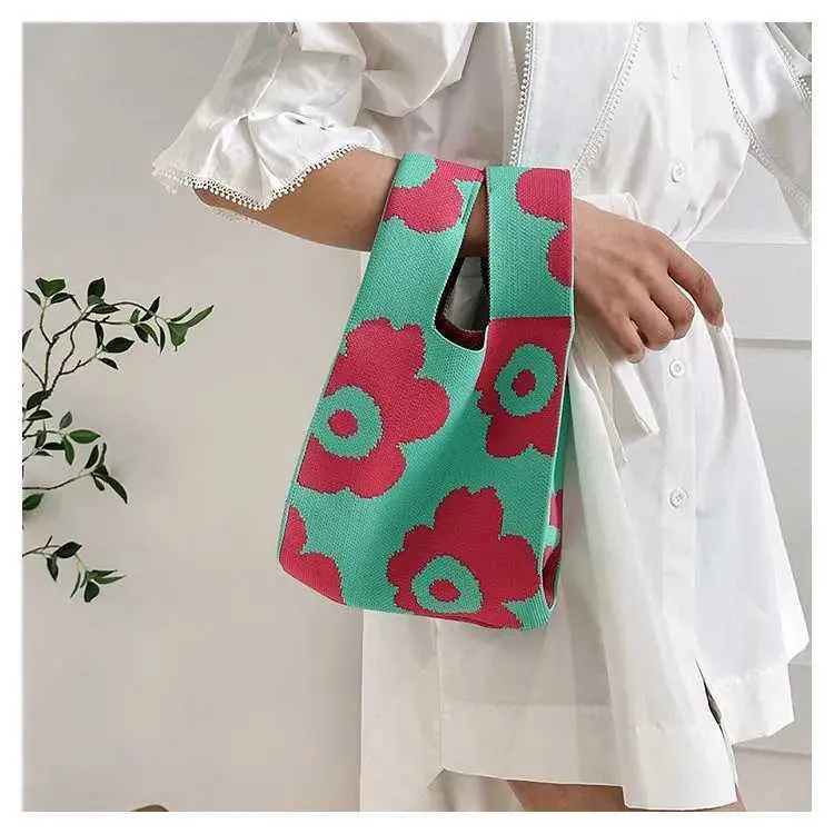 Borsa a mano in tela artistica giapponese di grande capacità, modello Geely, portafoglio con nodo casual e borsa da polso alla moda e versatile Wens_voghion.com