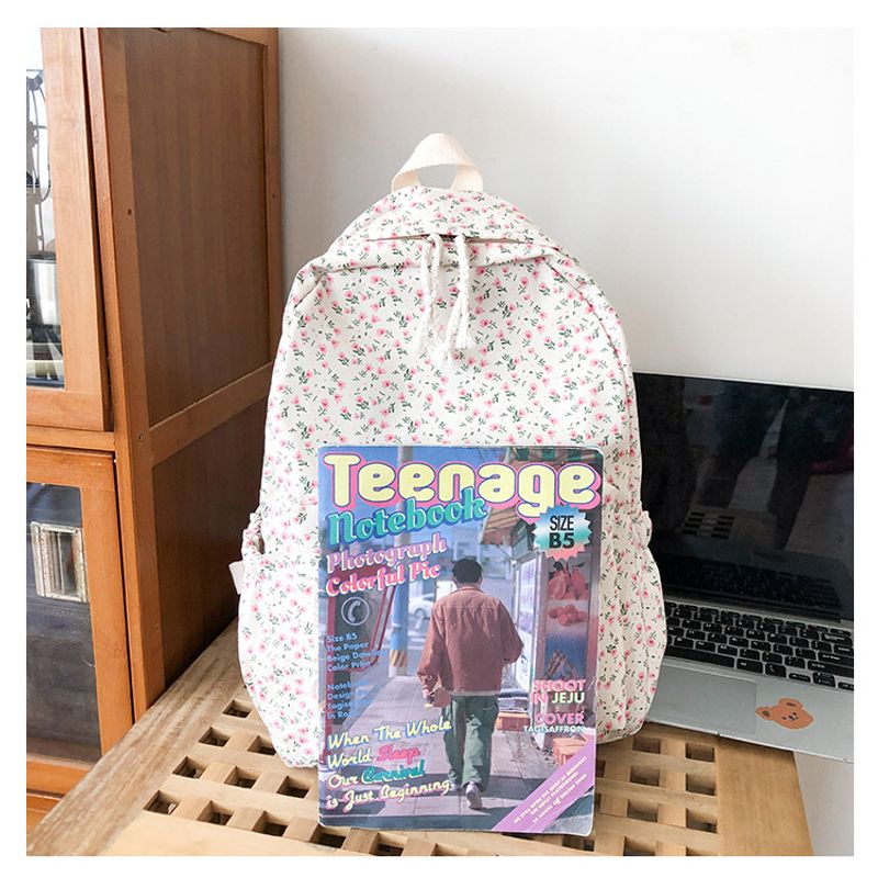 Schultasche weibliche kleine frische literarische Allgleiches Freizeit Blumenmädchen Student Rucksack_voghion.com