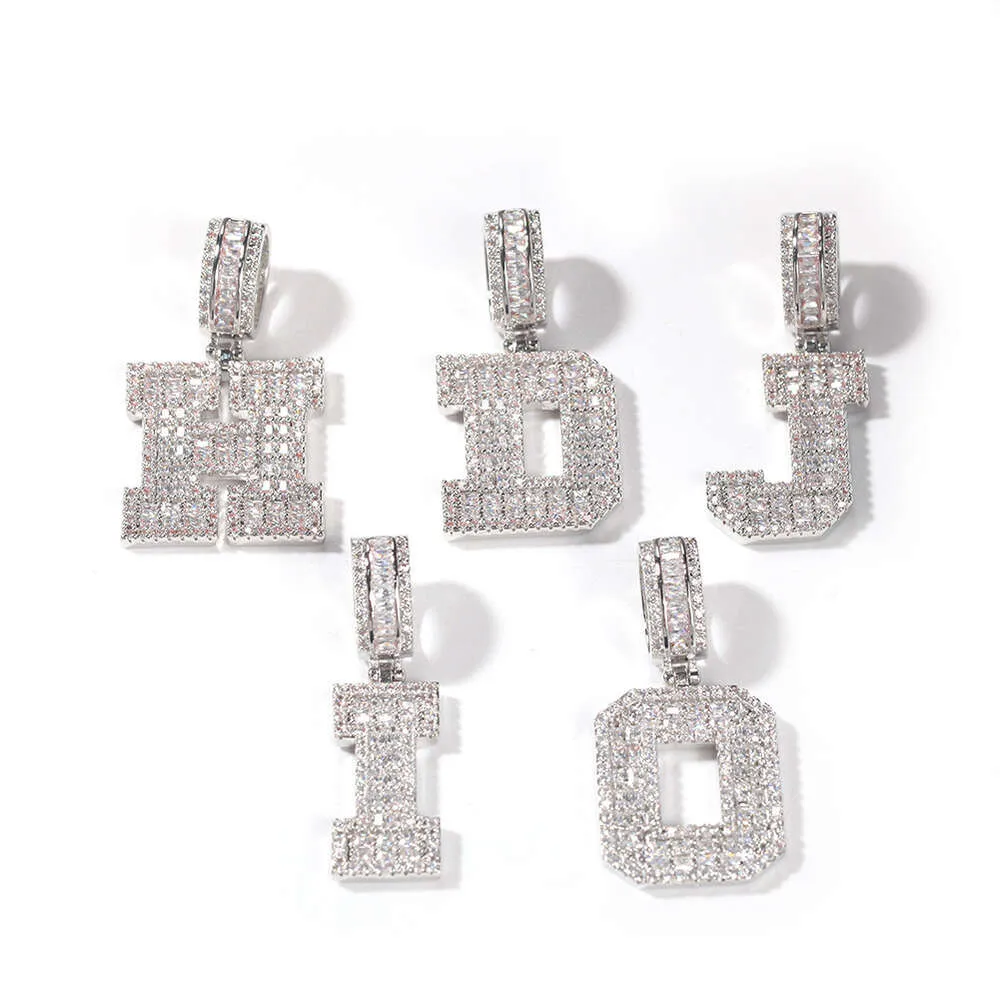 Collana con ciondolo a forma di piccola lettera in diamante, alla moda, per uomo e donna, in argento sterling, con catena a maglie cubane, hip hop e rock_voghion.com
