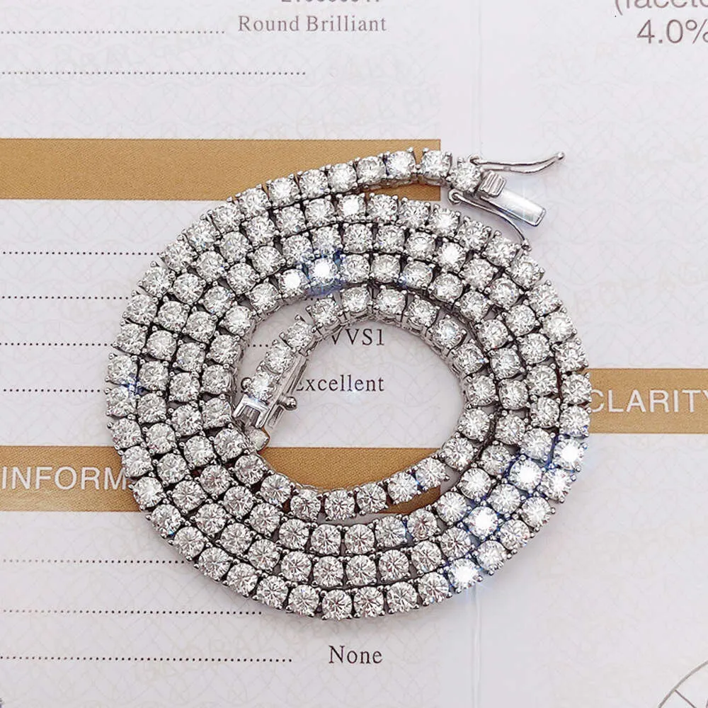 Articolo di alta qualità Hip Hop Bling Sterling Sier 3MM 4MM D Color Lab Diamond Moissanite Tennis Chain_voghion.com