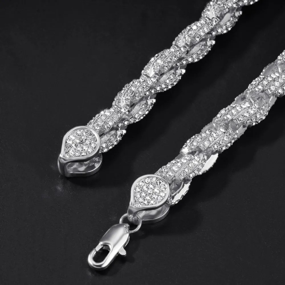 Αλυσίδες 1 Μόδα Charm 9 χιλιοστών Κολιέ με Αλυσίδα Σχοινιού Sier Color Iced Out Στρας Κολιέ Hip Hop Κοσμήματα Άνδρες Γυναικεία Drop_voghion.com