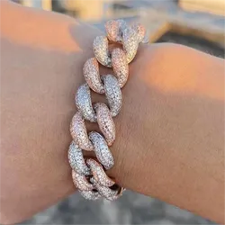 Wholesale Super September Moissanite Cuban Link Chain 14mm-18mm 2 Rows Vvs Sterling Sier Hand Setting Bracelet_voghion.com