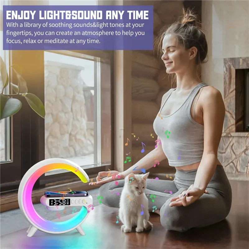 Mini Multifunction Wireless Charger Pad Stand Speaker TF RGB Night Light Fast Charging Station For IPhone Samsung Xiaomi_voghion.com