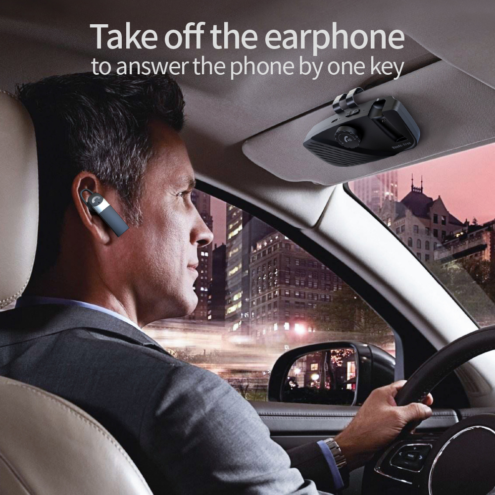 2 in 1 Bluetooth 5.0 Transmitter Receiver Wireless Sun Visor Handsfree Speakerphone Car Kit With Earphone Mic A2DP Audio Adpater_voghion.com