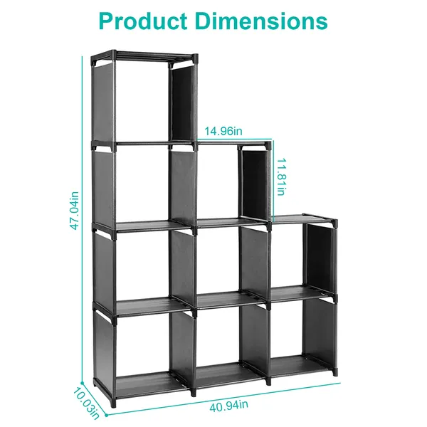 Cube Storage Organizer 9 Cubes Closet Shelves Cabinet Bookcase Non-Woven Fabric Cube Shelf For Living Room Bedroom Office_voghion.com