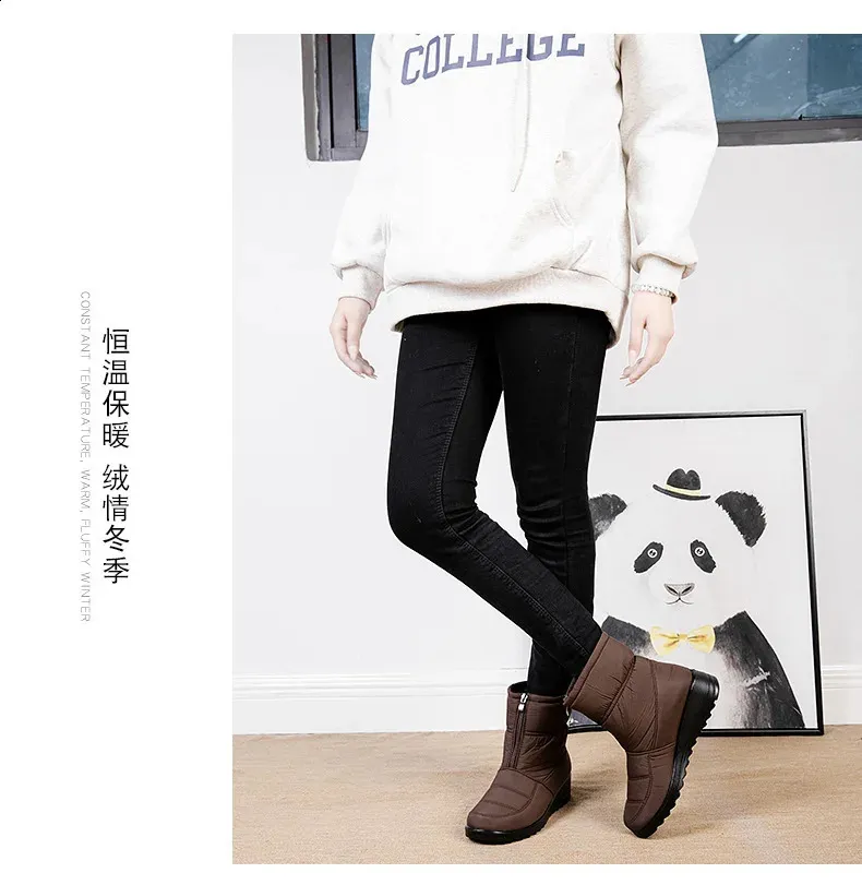 Platform Waterproof Snow Women Winter Thick Plush Ankle Boots Woman Non Slip Warm Cotton Padded Shoes Ladies 240820_voghion.com