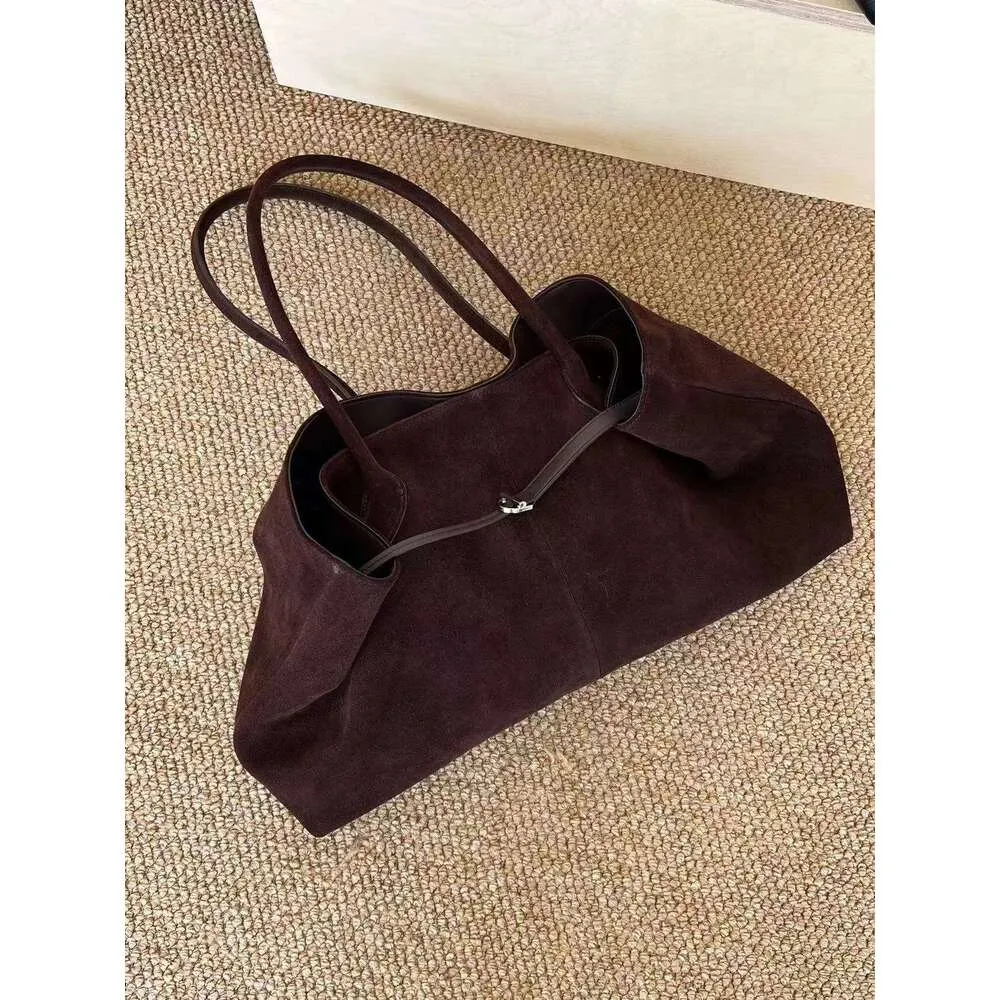 New All-Match Shape Change Design Large Tote Coffee Matte Real Suede Leather Women Shoulder Bag High-End Travel Handbag_voghion.com