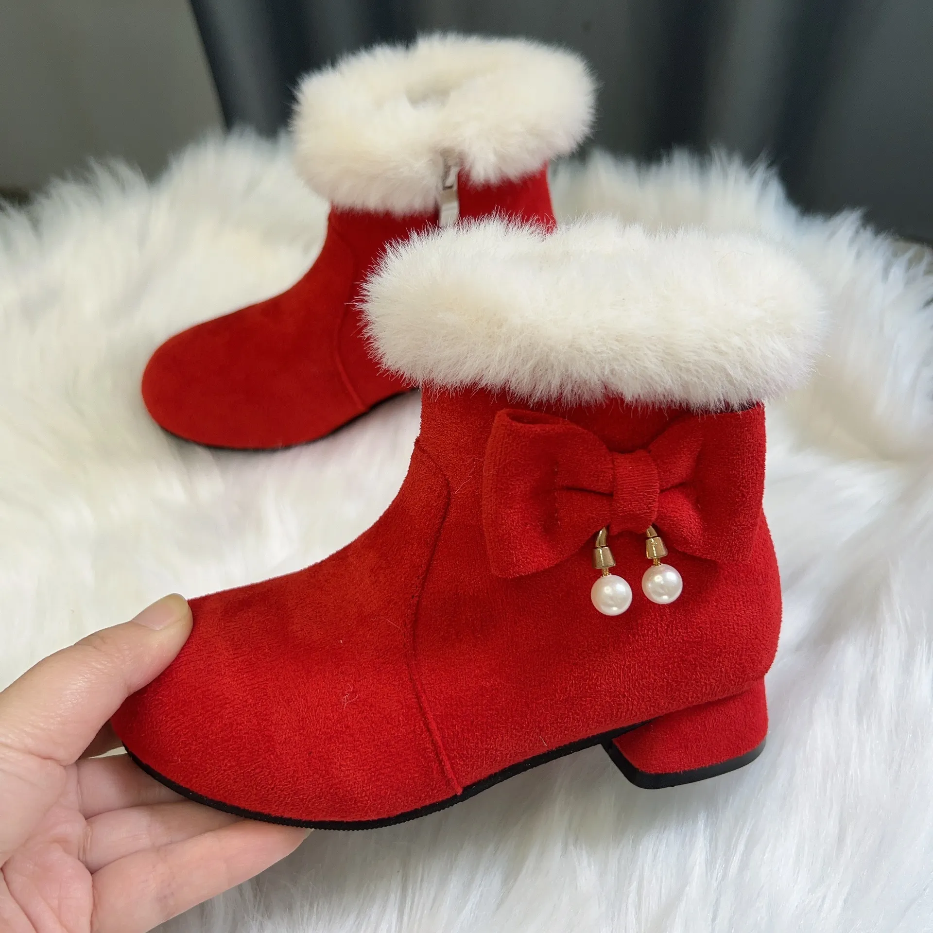 Kinder halten warme Prinzessin Baumwollschuhe Cutefeet für Mädchen Kinder Plus Veet Plüsch Schneestiefel Winterschuh für Mädchen_voghion.com