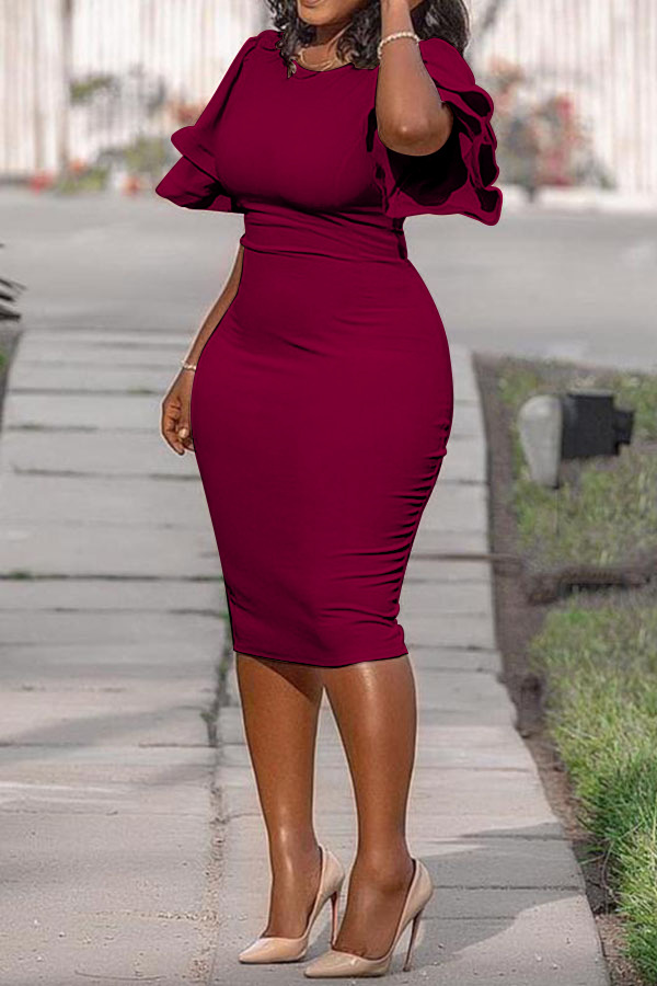 Schlankes, einstufiges Pendlerkleid für Damen in Übergröße_voghion.com