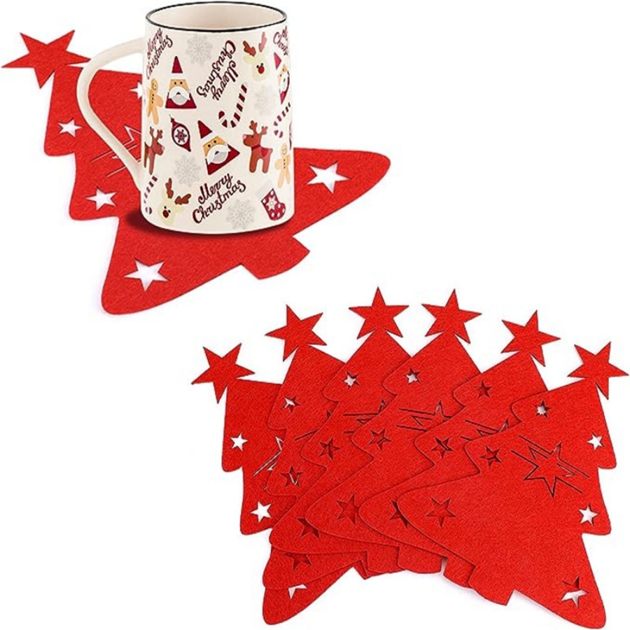 Lot de 4 porte-couverts en feutre pour sapin de Noël, décoration à suspendre pour couverts, table de fête, dîner, cuisine, set de table, dessous de verre_voghion.com