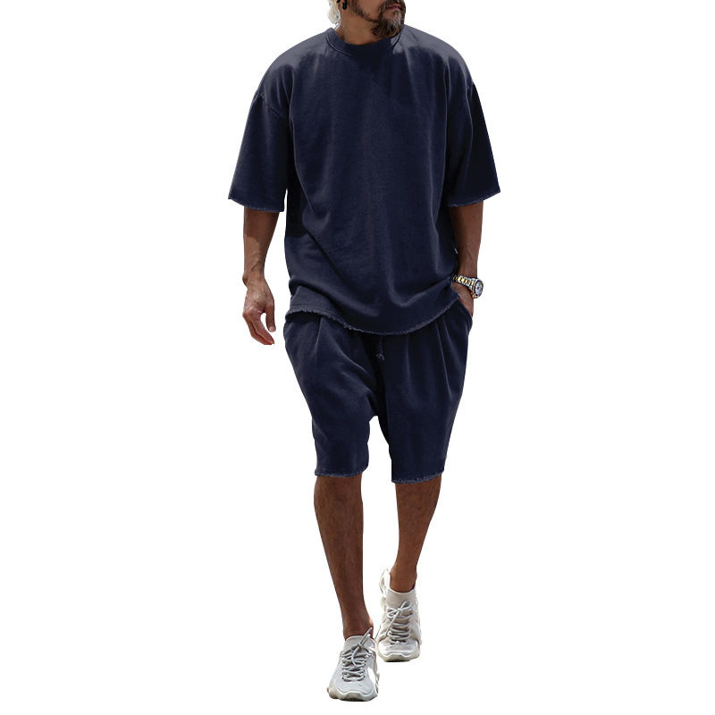 Unschlagbare Qualität 2024 Sommer Große Edition Sport-Set Lässige Lose Kurzarm-T-Shirt-Shorts Trendy Herrenbekleidung_voghion.com