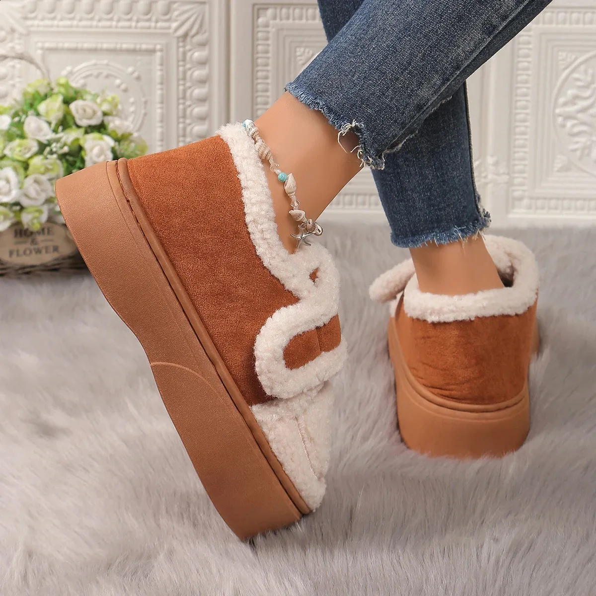 Damen-Schneestiefel aus warmer Wolle für den kalten Winter, mit dicker Sohle und rutschfester Sohle, 240904_voghion.com