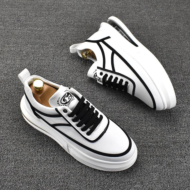 New Spring and Autumn Versatile Breathable Board Thick Sole Trendy Korean Low Top Men's Small White Shoes Increase in_voghion.com