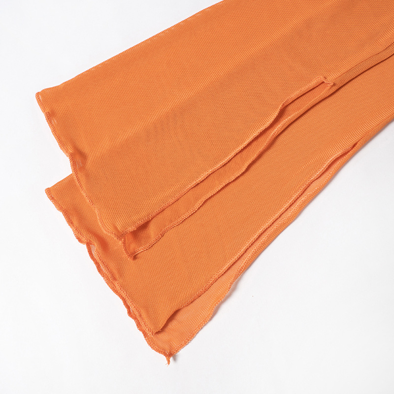 Women's autumn new solid color gauze perspective shawl long sleeve wrapped dress_voghion.com