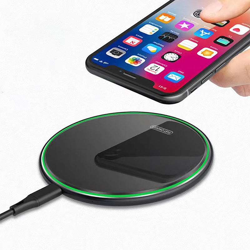 Novo carregador sem fio de mesa para celular, carregador sem fio redondo ultrafino para iPhone e Android, carregamento rápido_voghion.com