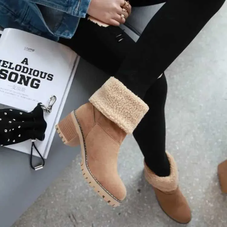 Womens Fur Snow 2023 Winter New Warm Wool Booties Ankle Boot Platform Shoes Turned-over Edge Casual Women Mid Boots_voghion.com