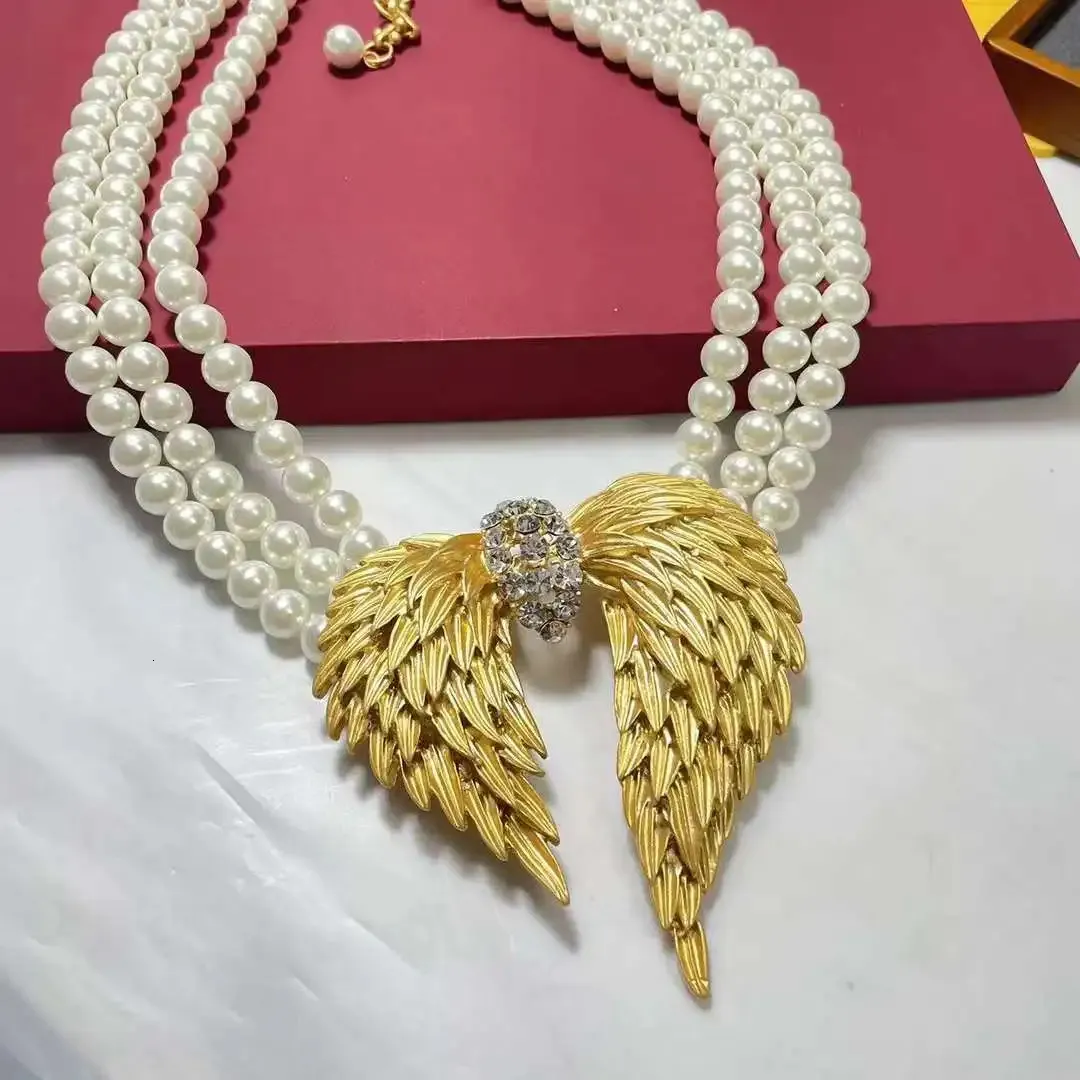 Französisches Vintage Metall vergoldet Perlenkette Brosche Set Schmuck 240119_voghion.com