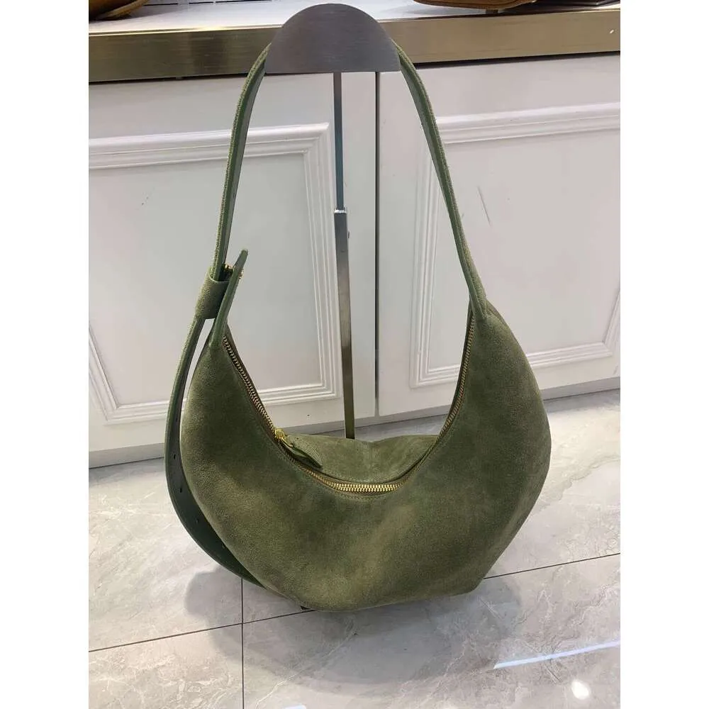Nuova borsa a tracolla invernale elegante da donna in vera pelle scamosciata spessa, colore caffè verde_voghion.com