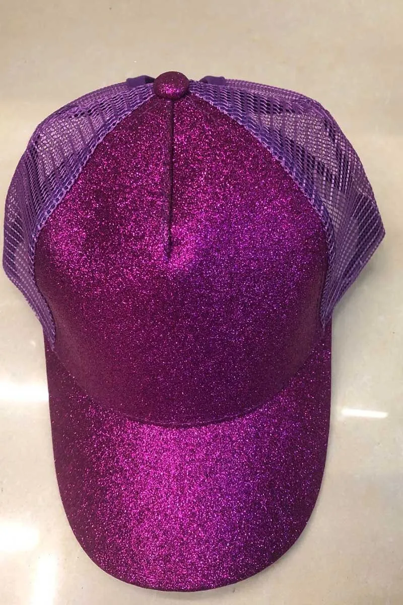 Fashion Glitter Ball For Women Mesh Breathable Summer Sun Hat Outdoor Sports Baseball Cap 12 Colors_voghion.com