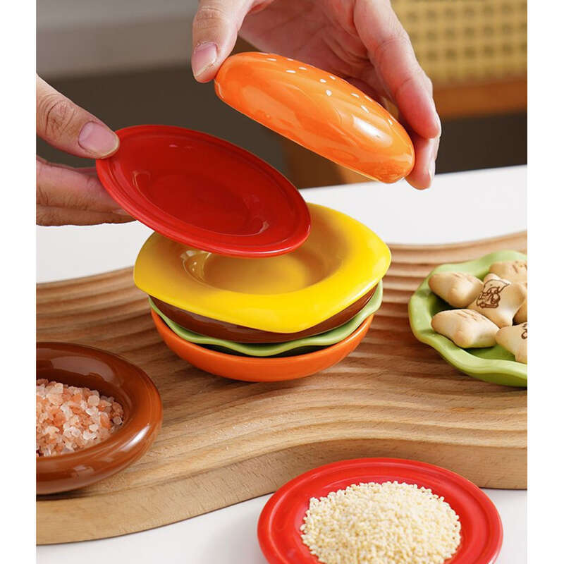 Farfurii de soia cu aromă de hamburger Home Flavor, farfurii de condimente pentru sos de oțet, dimensiuni mici_voghion.com