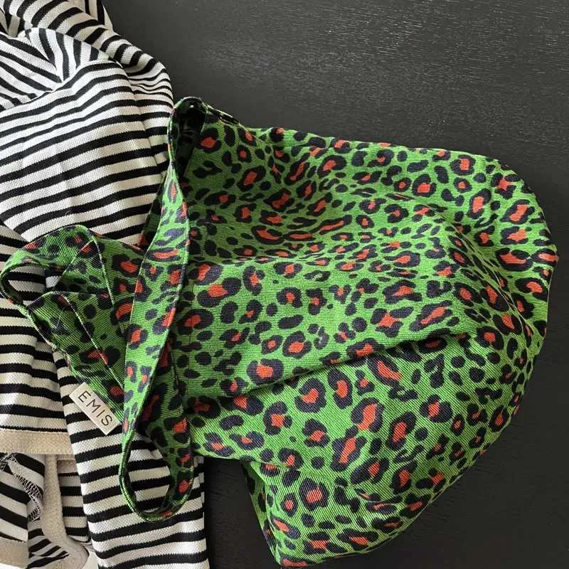Sac à main en velours côtelé pour femme avec bandoulière en tissu imprimé panthère verte, grande capacité, sac de loisirs, de voyage, de shopping_voghion.com