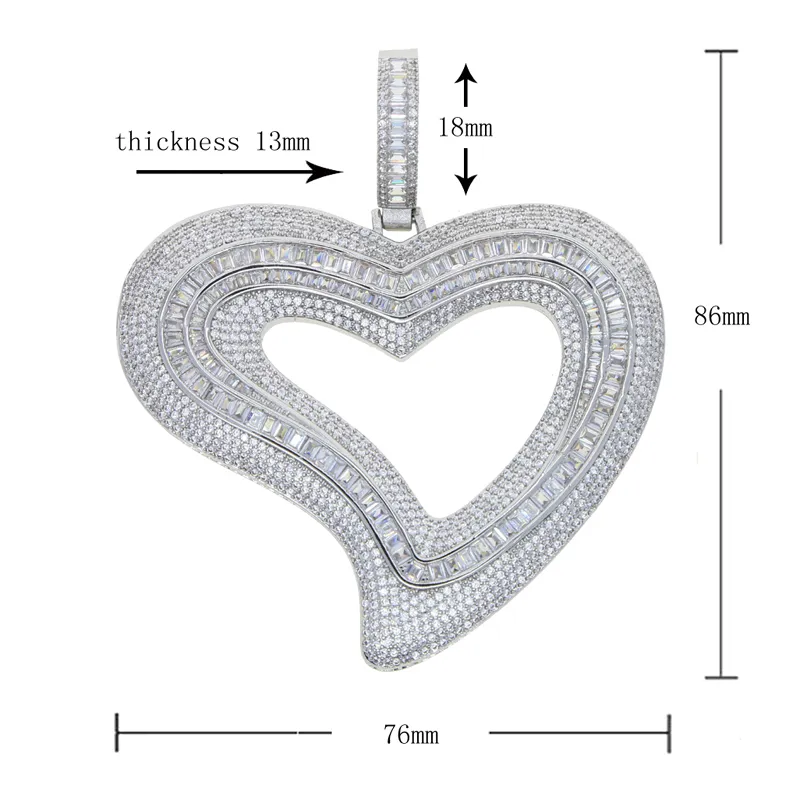 Hip Hop pendant Iced Out Full Paved Bling Cubic Zirconia CZ Big Hollow Heart Pendants Necklaces Jewelry for Rock Punk_voghion.com