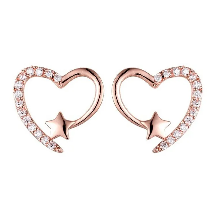 Gold Plated Stud Earrings Shiny Zircon Metal Elegant Fashion Love Heart Designer Earring Earings Ear Rings Jewelry_voghion.com