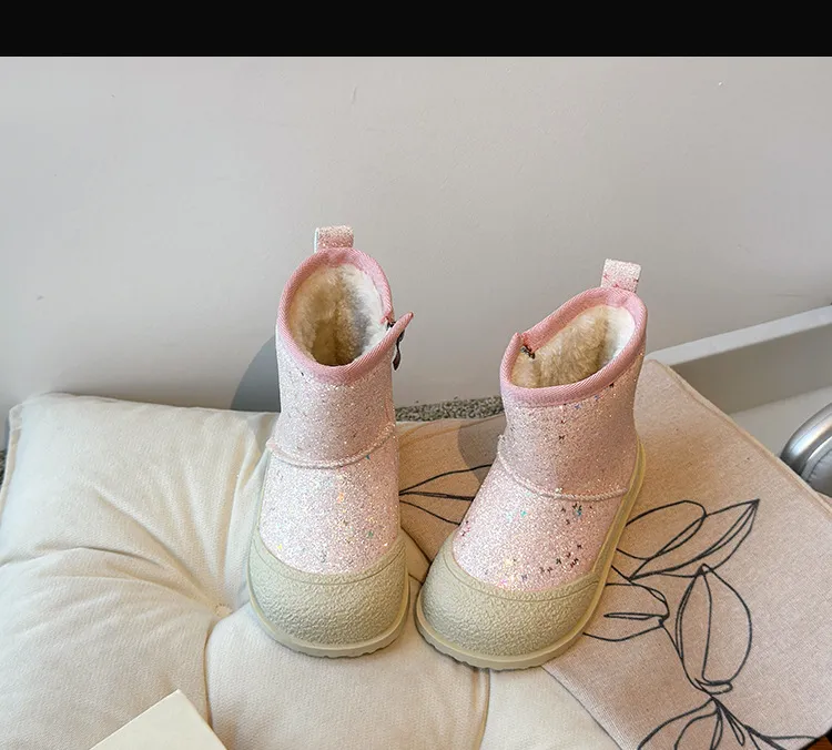 New 2025 Winter Kids Snow Fashion Children Boots Boys and Girls Happysteps Toddler Warm Ankle Zip Anti-slip Shoes Sizes_desvips.com