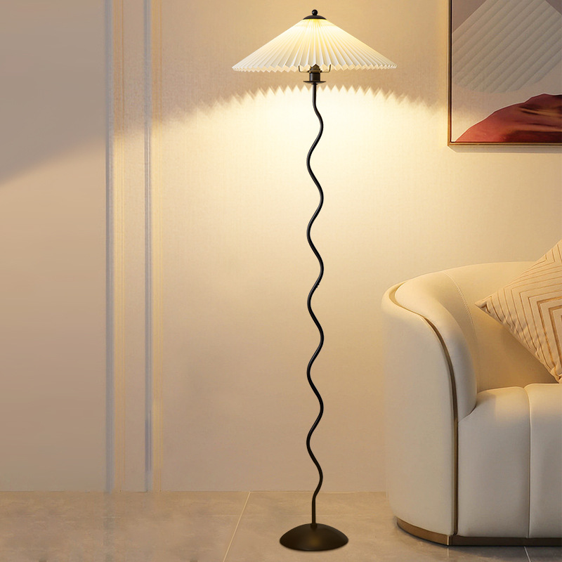 Lampe plissée médiévale, luminaire de canapé de salon de style japonais, lampe de chevet de chambre moderne minimaliste nordique