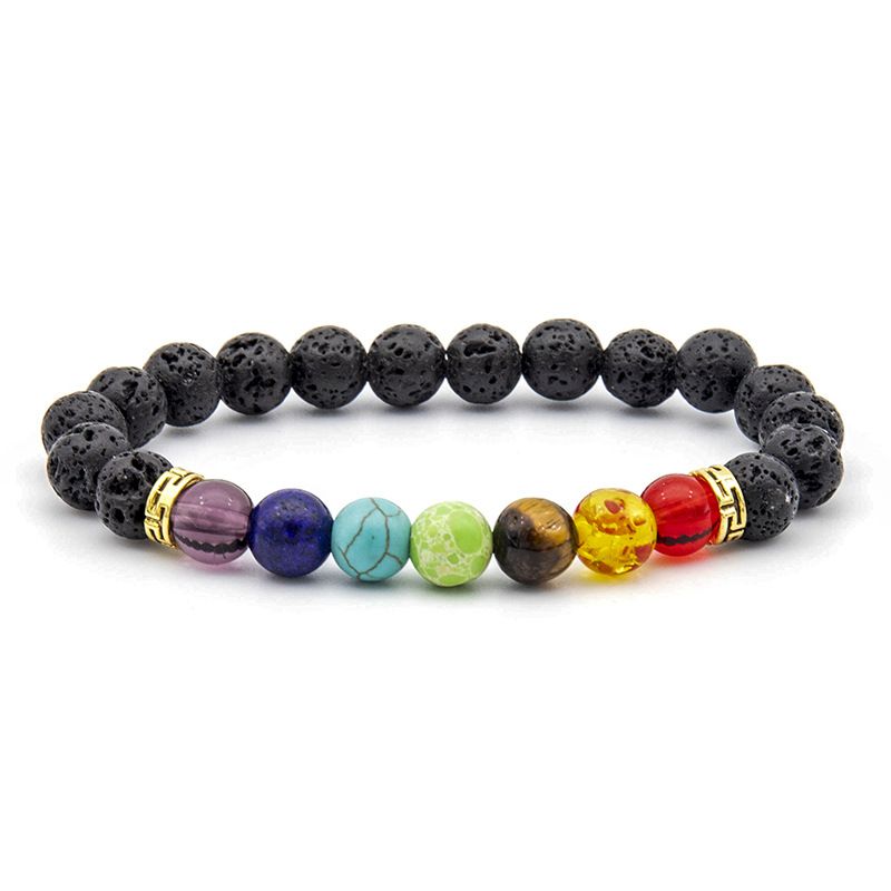 Colorful Volcanic European And American Cross Border New Hand Beaded Men's Natural Tiger Eye Stone Bracelet_voghion.com