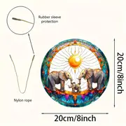 8" Boho Elefanten-Sonnenfänger - Acryl im Buntglas-Stil. Perfekte Dekoration für Zuhause oder das Büro. Kein Strom nötig. Tolles Geburtstagsgeschenk._voghion.com