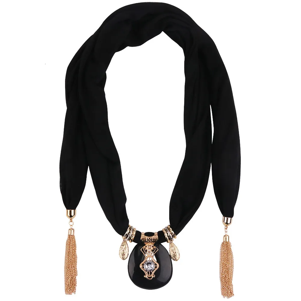 Large Horse Resin Jewelry Necklace Yiwu Pendant Solid Color Tassel Scarf_voghion.com