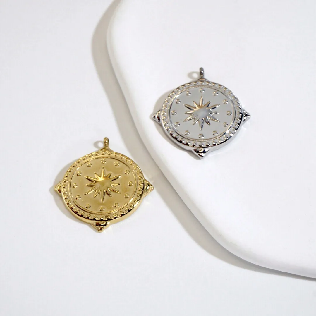 Collane con ciondolo Miasol 2 pezzi placcati in oro, in acciaio inossidabile fuso, a forma di stella rotonda, per collana e orecchini, pendenti per fai da te_voghion.com