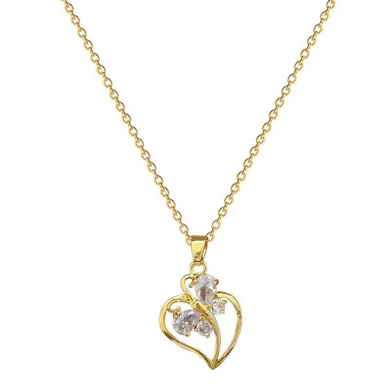 Collane con ciondolo Classico Micro-pavé Romantico Bianco Amore Gioielli Collana a farfalla Moda Personalizzata Acciaio inossidabile_voghion.com