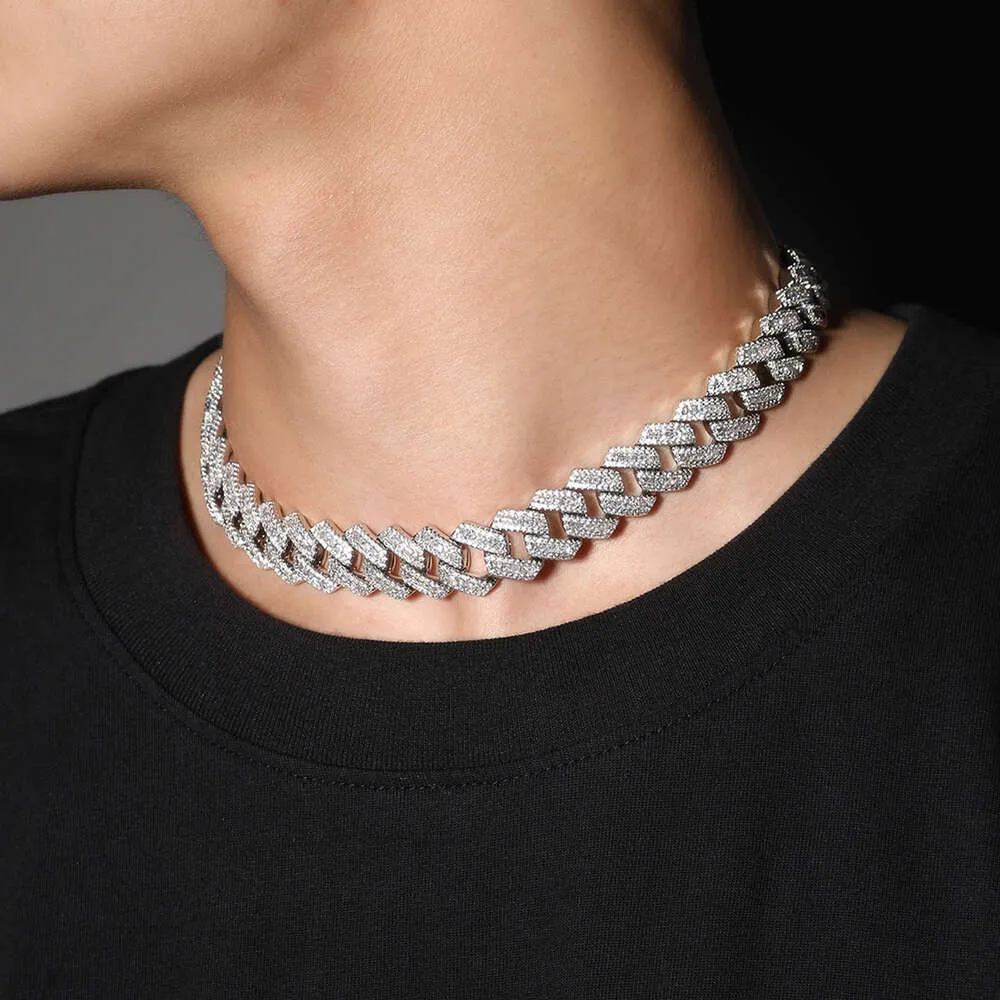 Nova hip-hop 20 mm široka GRA Moissanite diamantna zlata sterling Sier kubanska verižica za moške hip hop ogrlica_voghion.com