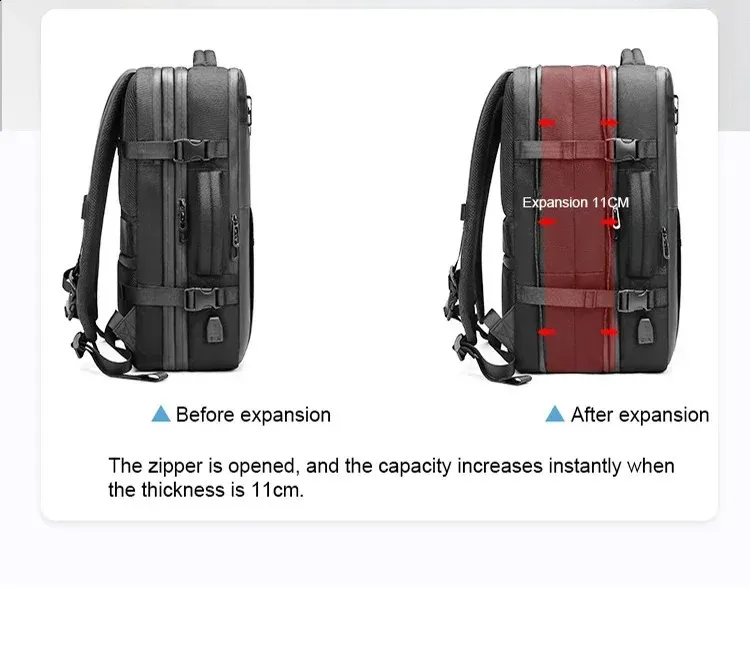 Airback Travel Men 16 inch Laptop Backpacks Vacuum Compression Expandable Business Back Pack School Backpack 240730_voghion.com