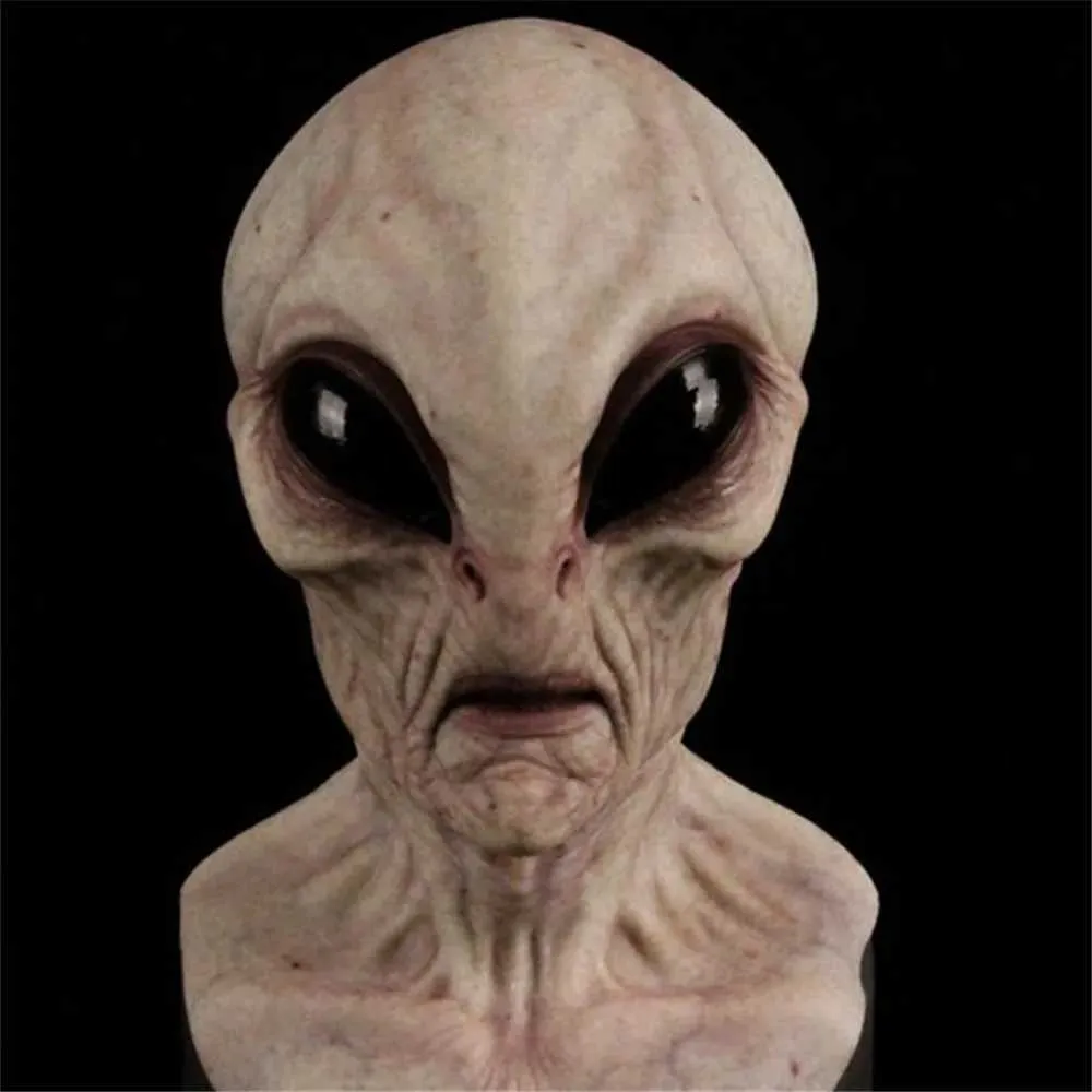 Masque d'Halloween en latex avec grands yeux horribles, OVNI, visage complet, effrayant, horreur, tête d'alien, masques pour adultes, accessoires de fête de monstre, cosplay_voghion.com