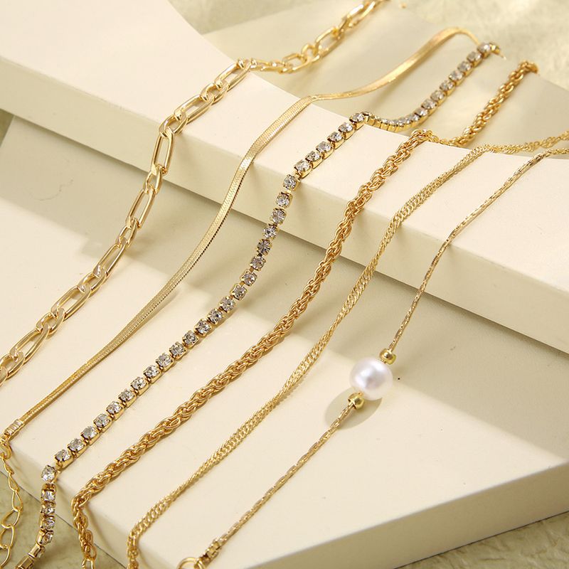 Boheemse minimalistische hand sieraden metalen dames set 6 multi layer ketting eenvoudige armband_voghion.com