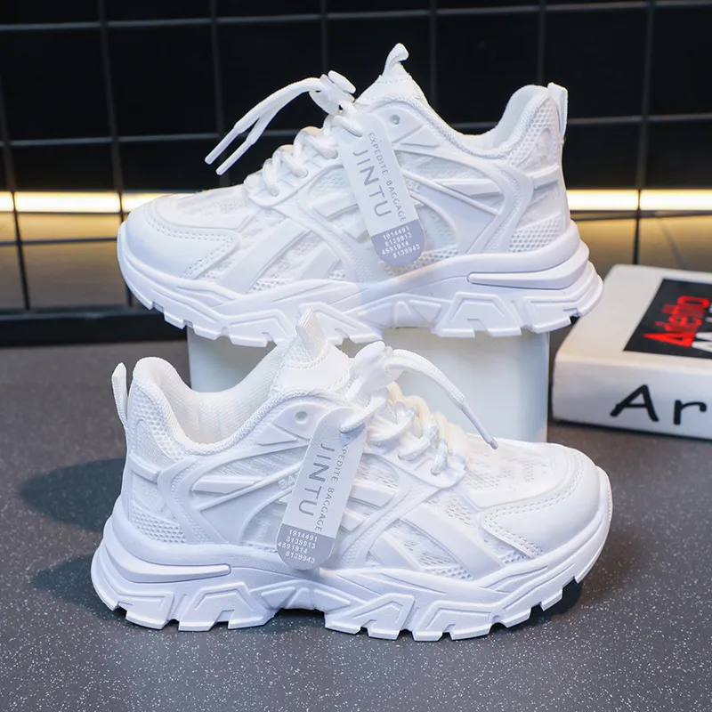 Tenis casuales para niños, adecuados para niños y niñas, de malla blanca pura, transpirables, para correr, cortos y deportivos gorditos_voghion.com