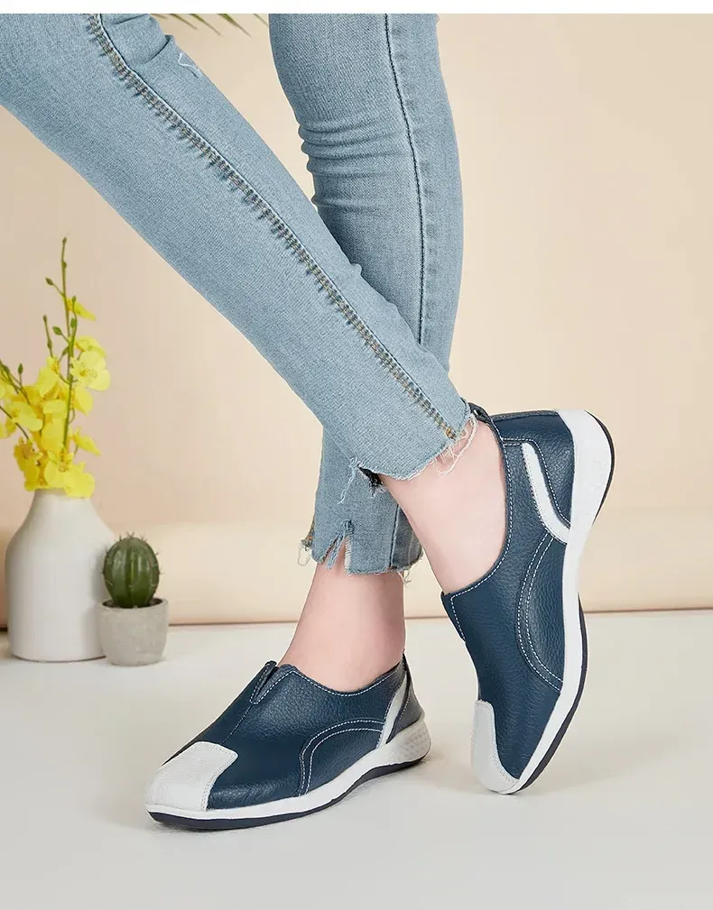 Genuine Leather Women 2024 Spring Autumn Slip-on Casual Flats Woman Fashion Loafer Ladies Shoes atos Mujer_voghion.com