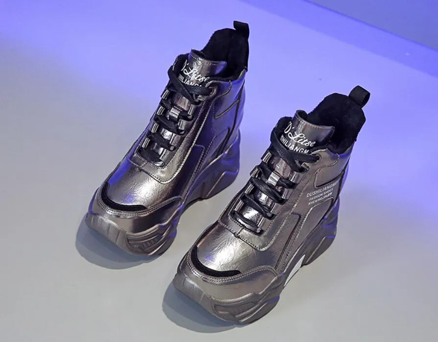 Freizeitschuhe Qualität Chunky Platform Outdoor Sneakers Frauen Winter Warm Super High Heels Frau Höhe erhöhen Stiefel_voghion.com