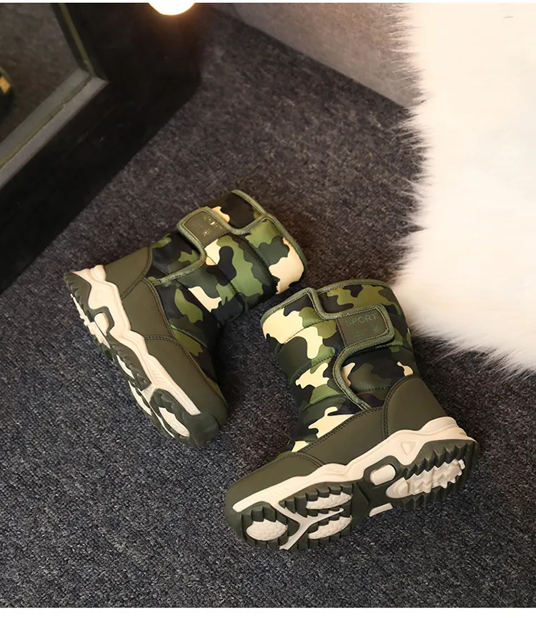 Winter Kids Plush Waterproof Fabric Non-Slip Girls Boys Rubber Sole Toddler Snow Fashion Warm Cutefeet Children Outdoor_voghion.com