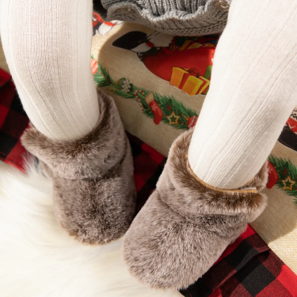 Babyschuhe für Neugeborene, Jungen und Mädchen, rutschfeste, weiche Sohle, Krippenschuhe, Cutefeet, Kleinkind, Plüsch, Flusen, warm, für den Winter, Prewalker_voghion.com