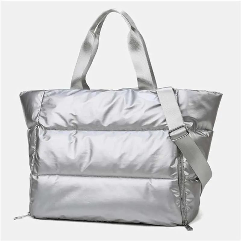 Borsa a tracolla invernale con capacità nuova per le donne Borse in nylon impermeabile Spazio Pad Cotone Piuma Piumino Grande Tote Donna_voghion.com