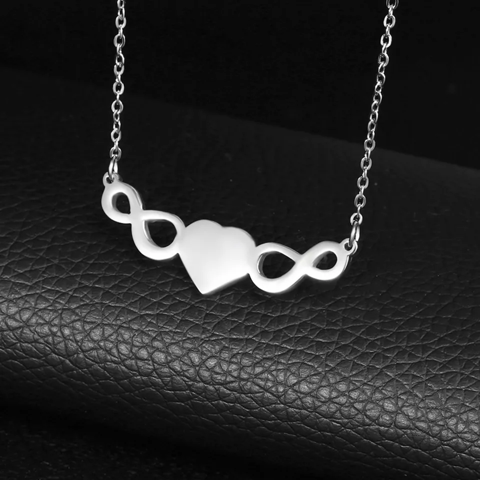 Hjärta infinity halsband i rostfritt stål för damer_voghion.com