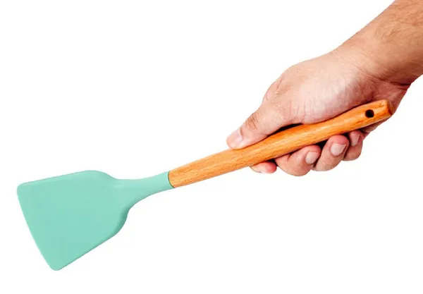Set d'ustensiles de cuisine en silicone avec manches en bois_voghion.com