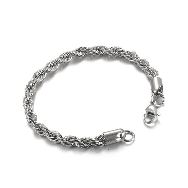 Brățară placată cu aur autentic, lanț cubanez de 5 mm, frânghie de 3 mm, unică, subțire, cu microfigaro, lanț de grâu, din oțel inoxidabil, streetwear_voghion.com