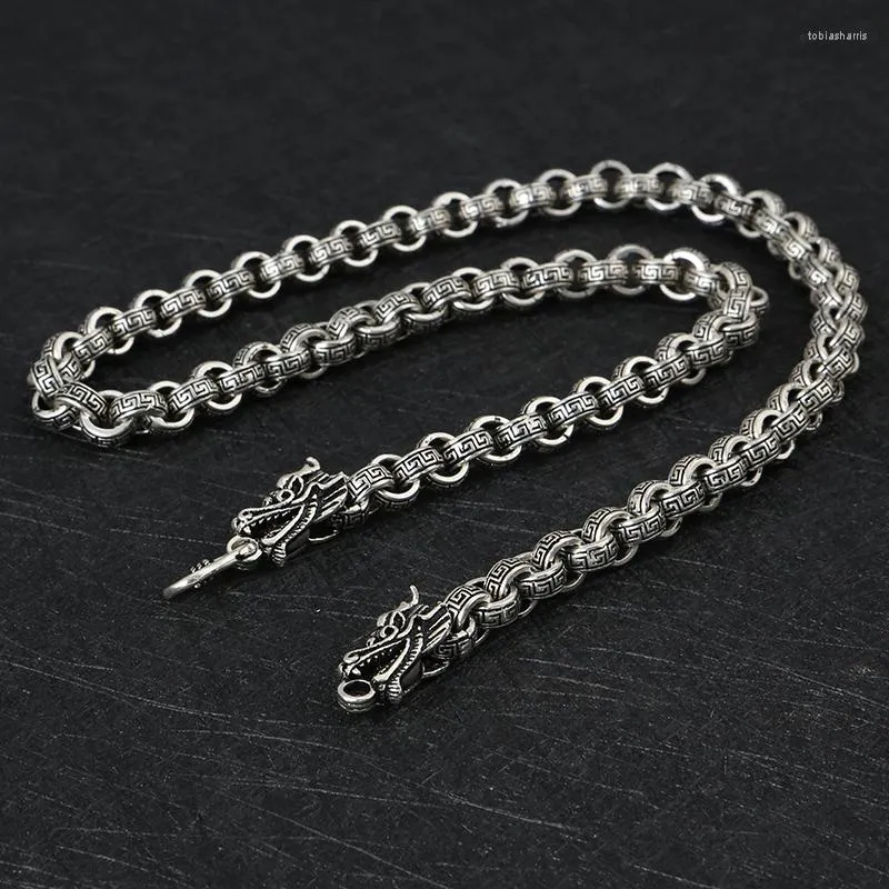 Kjeder Mote Mann Sterling Sier Halskjeder Vintage Kinesisk Stil Drage Formet Lenkekjede Kreative Mannlige Smykker_voghion.com