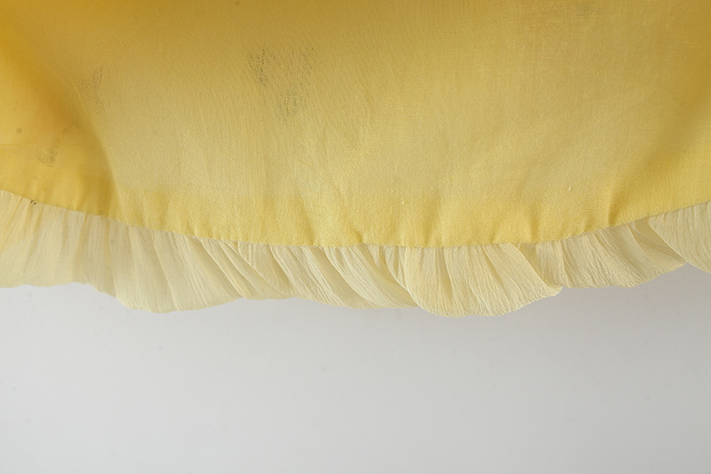 Babymeisje zomer chiffon jurk bloem geborduurd gele jurk Koreaanse stijl kinderkleding_voghion.com